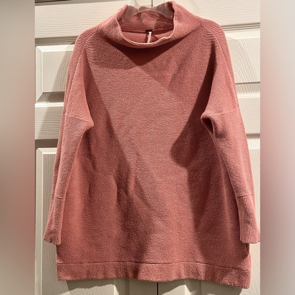 Free People Peach Ottoman Slouchy Ribbed Tunic Sweater Size XS